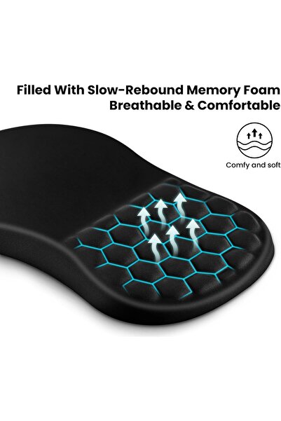 EooCoo Mouse Pad Wrist Support, Ergonomic Mouse Mat with Memory Foam (12x8 in, Black)