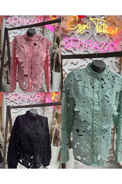 ŞEHRAZAT BUTİK Lace Buttoned Design Shirt