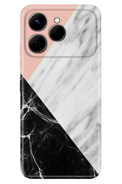 TECNO Spark 40 4G (KM5n) Kılıf Renkli Silikon Baskılı TPU Siyah Pembe Beyaz M...