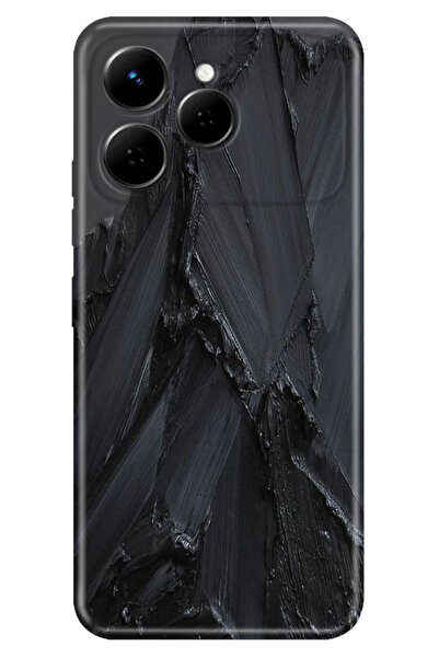 TECNO Spark 40 4G (KM5n) Kılıf Renkli Silikon Baskılı TPU Siyah Beton