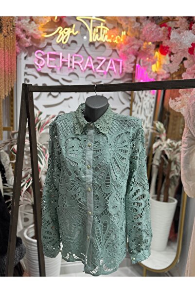 ŞEHRAZAT BUTİK Guipure Collar Design Shirt