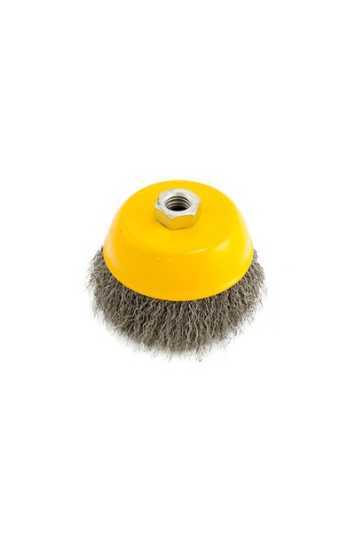Lawazim Wire Cup Brush 5inch Yellow Carbon Steel Brush for Rust & Paint