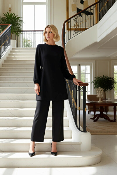 BENERLY طقم بنطلون نسائي من نوع أيروبين تونيك مع تفاصيل ربط بحلقات، مريح وأني...