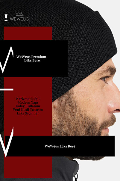 Weweus Beretă de lux pentru bărbați din acril negru