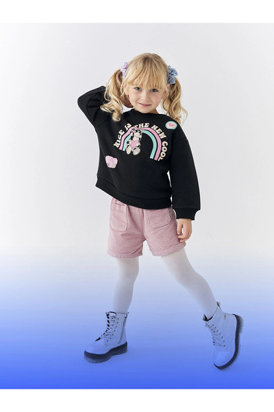 LC Waikiki سويت شيرت LCW للأطفال باللون الأسود برقبة دائرية وأكمام طويلة نوست...