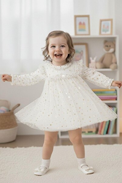 Cantoy Kız Çocuk Yıldız Desenli Tül Elbise