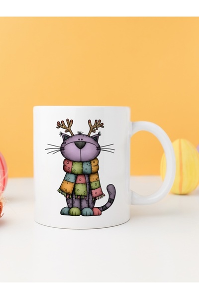 IŞILAY PROMOSYON كوب قهوة مضحك بتصميم قطط الكريسماس موديل 23