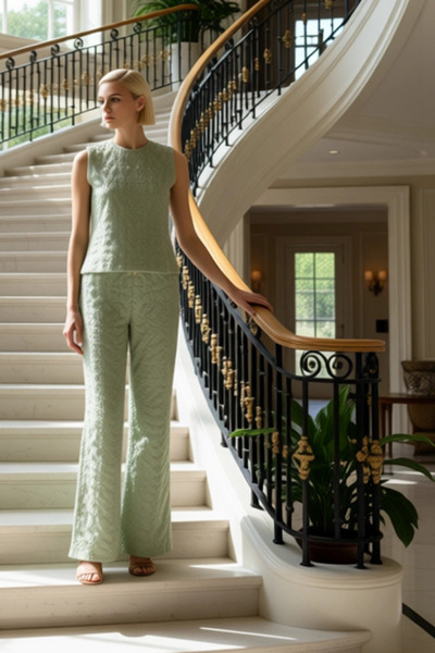 BENERLY Women's Top and Bottom Set with Wrinkled Texture Sleeveless Blouse an...