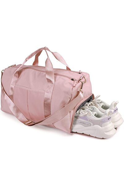 Baytion Sport Waterproof Travel Duffel Bag - Foldable Gym Bag with Shoe Compartment (Pink)