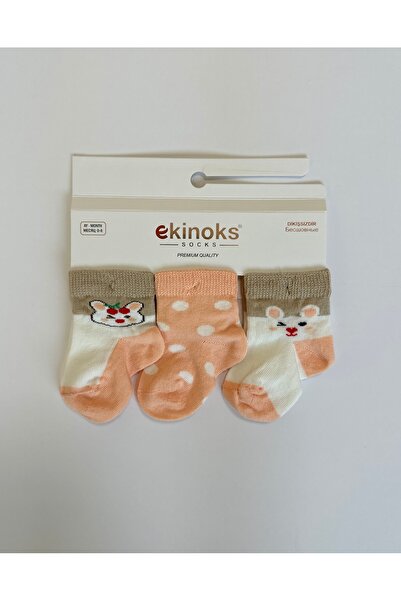 Ekinoks Rabi 3-Piece Baby Girl Booties and Socks Set - Orange