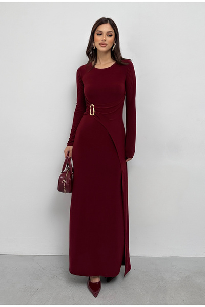 XELA Bicycle Necklace with Buckle Detail, Long Sleeve Sandy Dress