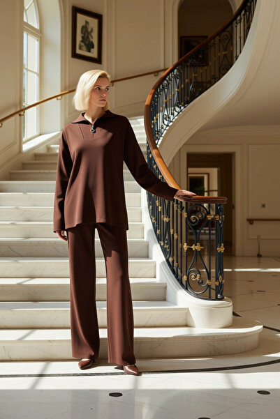 BENERLY Set de pantaloni cu croială lejeră pentru femei, cu fermoar la gât, m...