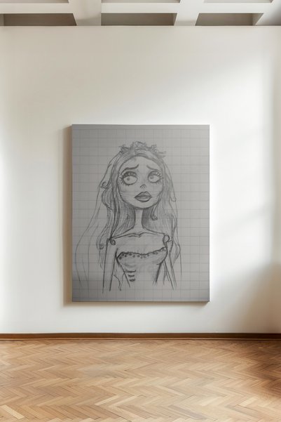 Kanvaspera Ölü Gelin, Corpse Bride Emily - Kanvas Tablo – Gotik Çizim – Dekor...