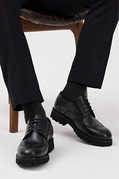 Terziayhan Μαύρες δερμάτινες μπότες με κορδόνια