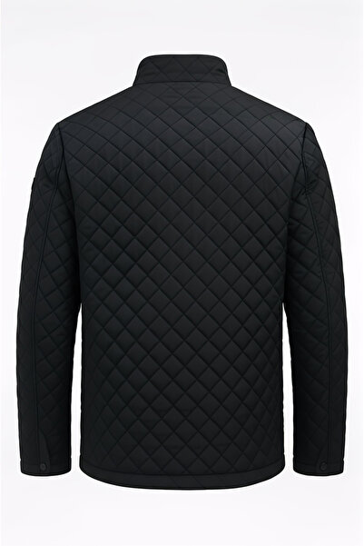 CIVILTIPOLO Men's Quilted Regular Fit Inner Fur Pocket Zippered Water Repellent Basic Casual Style Coat