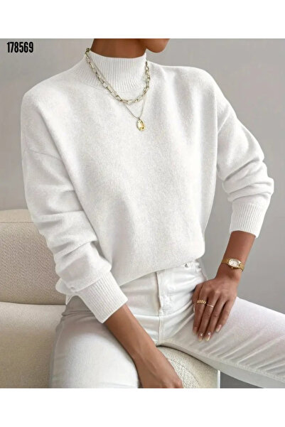 Viyamo Yeni Sezon Kadın Klasik ve Şık Balıkçı Yaka Triko Bluz Kış Sezonu