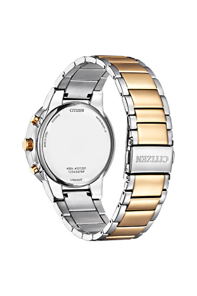 Citizen Eco-Drive Chronograph AT2244-84L Blue Dial Two-Tone Stainless Steel Women's Watch