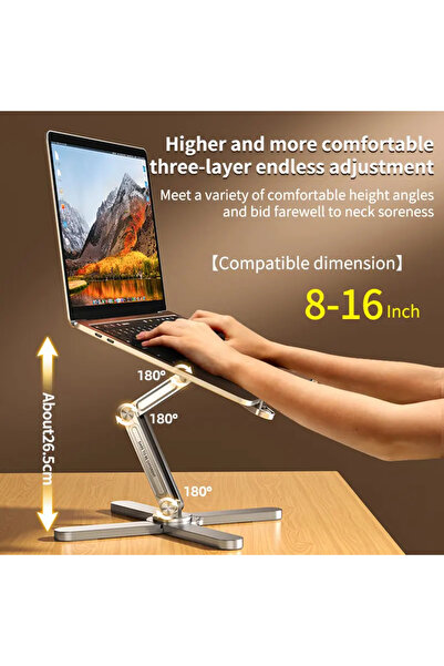 genernic Aluminum Adjustable Laptop Stand – Foldable, Heavy-Duty & Heat-Dissipating Holder