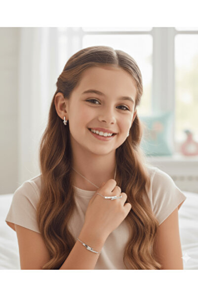 burjalmodah طقم بناتي فضي أنيق بتصميم عصري