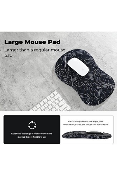 EooCoo Mouse Pad Wrist Support with Massage Design, Ergonomic Mouse Mat (12x8 inch, Stripe)