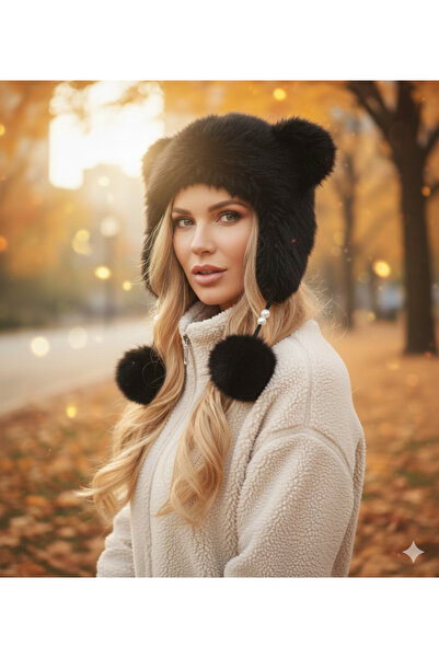 la_hatun Siyah Peluş Kuyrulu Kedi Bere Soğuktan Korur