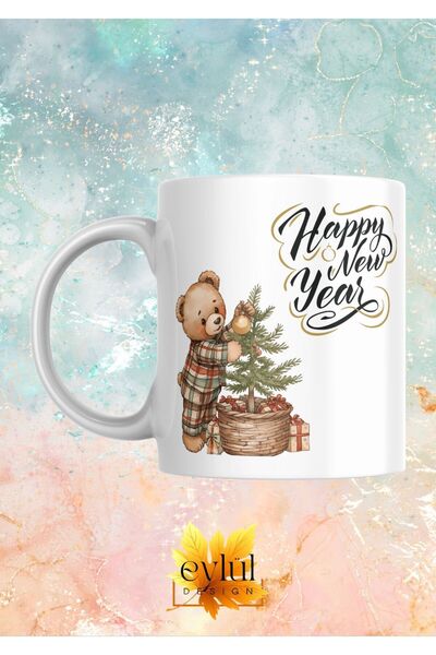 Eylül Design New Year's Eve Special Design Happy New Year Printed Mug Cup Gif...