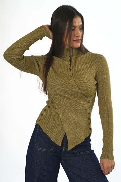 ABBRA Pulover de damă cu nasturi în talie