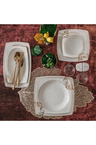Güral Porselen Carolıne 85 Parça Kare Bone Yemek Takımı - 5430