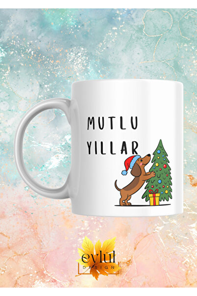Eylül Design New Year Cute Dog Happy New Year Special Design Printed Mug Cup ...