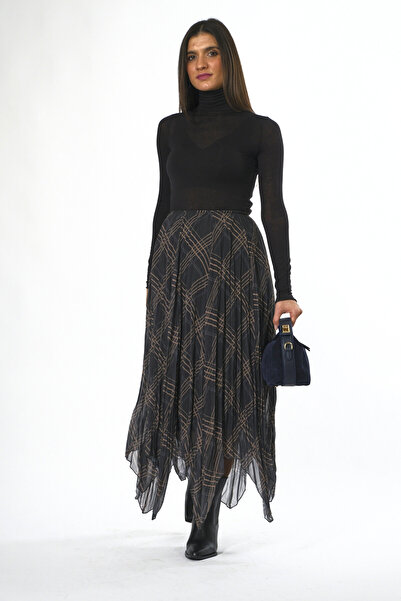 ABBRA Fusta în carouri cu talie elastică căptușită pentru femei