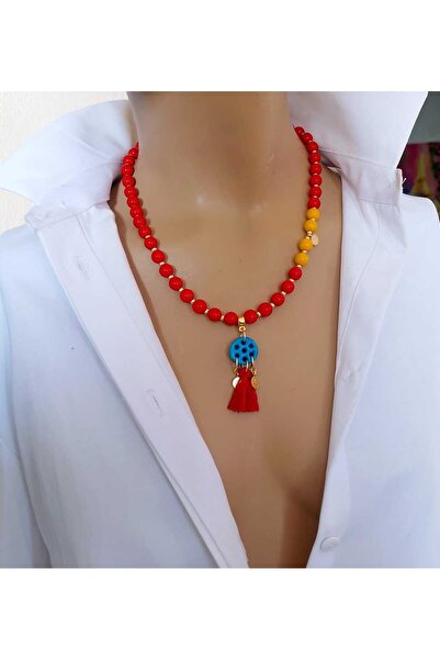 shop Taraftar Renkleri Doğal Taş Unisex Kolye Renk Seçenekli