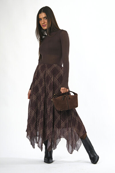 ABBRA Fusta în carouri cu talie elastică căptușită pentru femei