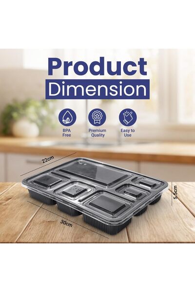 SNH Packing 12 Pieces Disposable Microwave Container Rectangular - 6 Compartment