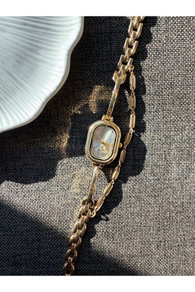 rubsey Retro Minimal Metal Cord Vintage Women's Wristwatch Gold