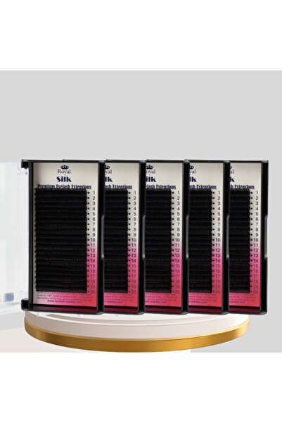 Royal Pack of 5 Boxes of Premium Silk Eyelash Extensions – D, 0.12 mm, Mix Lengths 9-13 mm