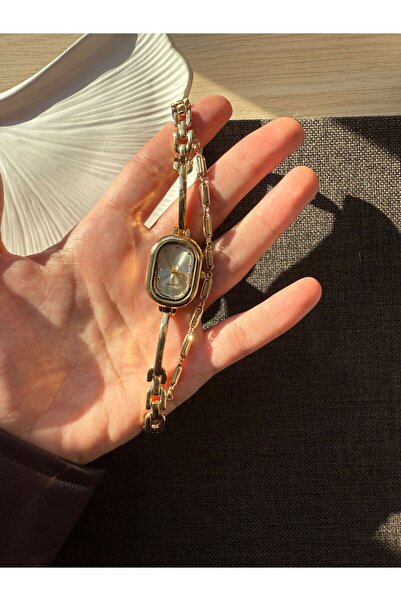 rubsey Retro Minimal Metal Cord Vintage Women's Wristwatch Gold