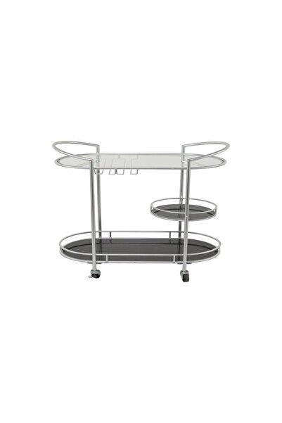 Hitit Dekorasyon Sonora Gri Metal&cam Servis Arabası