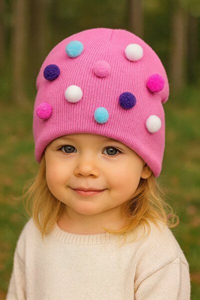 ygz junior قبعة مطاطية مزينة بكرات الصوف