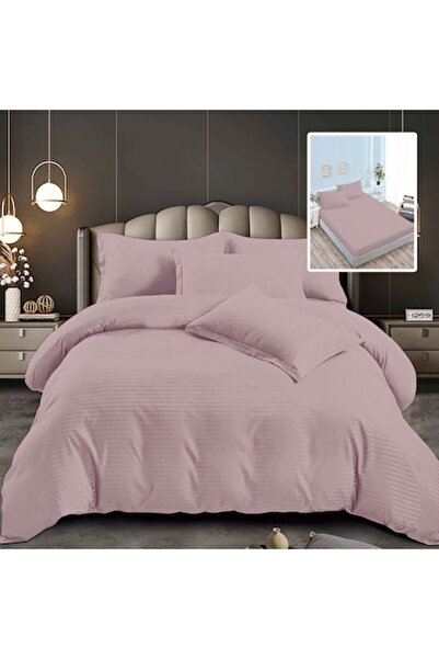 NufJoy DAMASK Policotton 6-piece Double Bed Bedding Set (160/180x200), Dusty Lilac