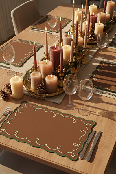 Haus Violett Ribbon Loop 4’lü %100 Keten Dikdörtgen (36X49) Amerikan Servis S...