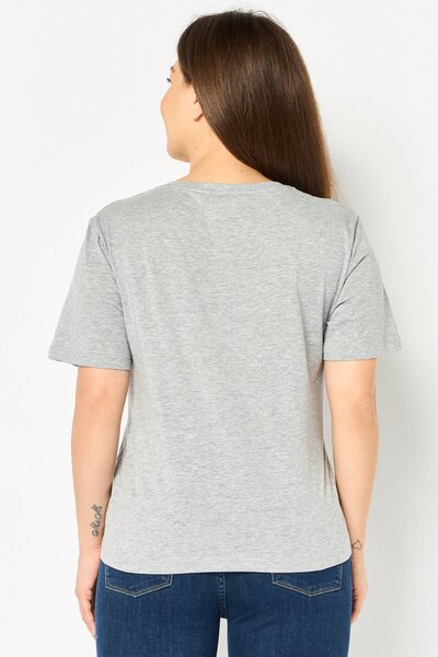 Brave Soul Women V-Neck Short Sleeve Heather T-Shirt, Grey