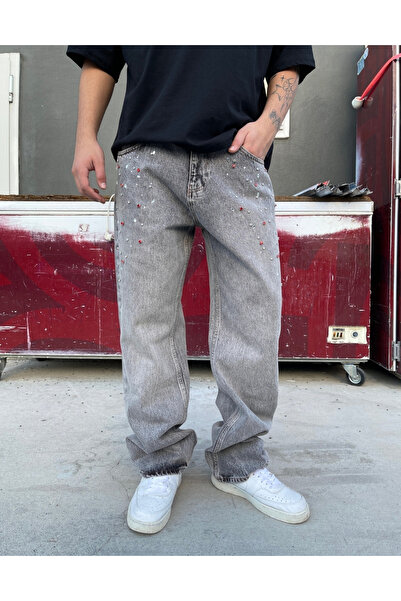 BPM Ultra Premium Crystal Stone Baggy Jeans