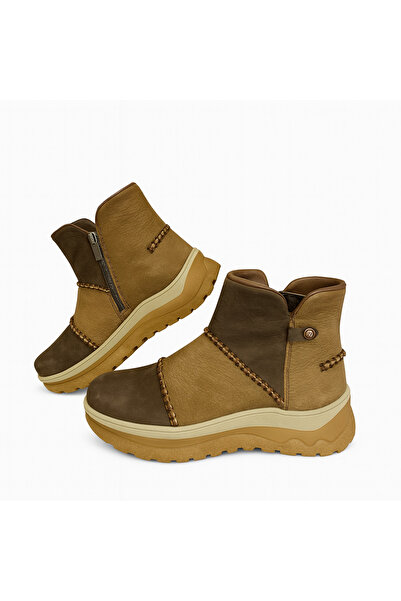 Mammamia D25KB-4090 Kahve Fındık Nubuk Hakiki Deri Fermuarlı Bot