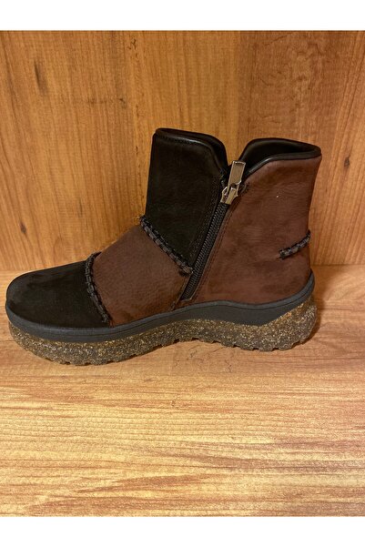 Mammamia D25KB-4090 Siyah Bordo Nubuk Hakiki Deri Fermuarlı Bot