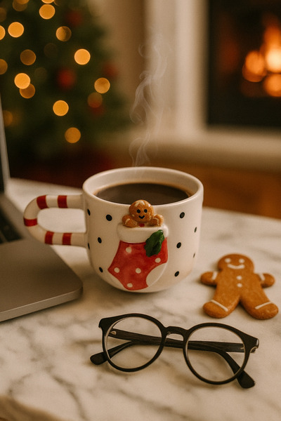 uğurlu dükkan كوب بمقابض على شكل رجل الكوكيز داخل جوارب حمراء وبيضاء