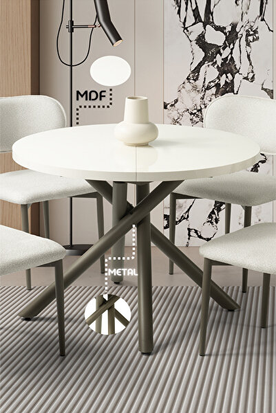 Liya Helezon Açılır Kapanır Masa Açılır Yemek Masası 4-6 Kişilik Bohem Salon Yuvarlak Oval Mutfak 140x100
