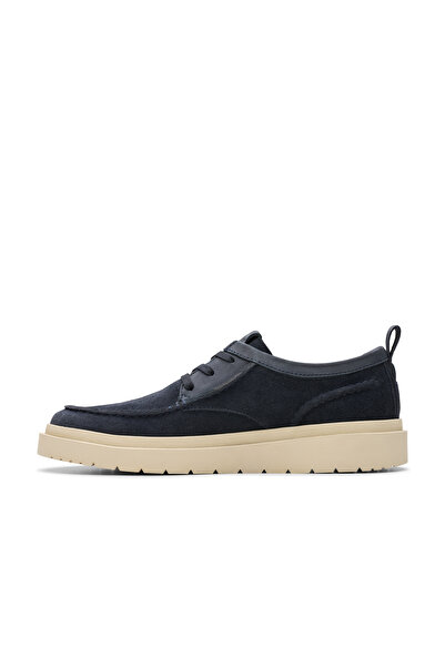 CLARKS Men's Navy Blue Polden Moc Lace Up