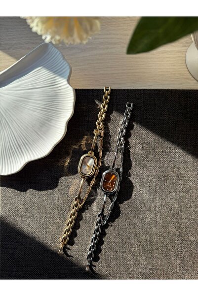 rubsey Retro Minimal Metal Cord Vintage Women's Wristwatch Gold