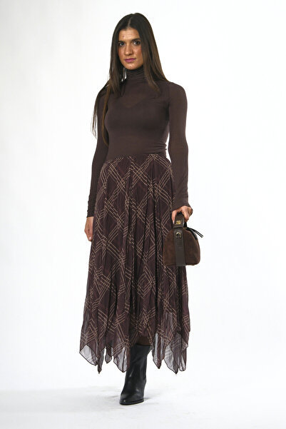 ABBRA Fusta în carouri cu talie elastică căptușită pentru femei