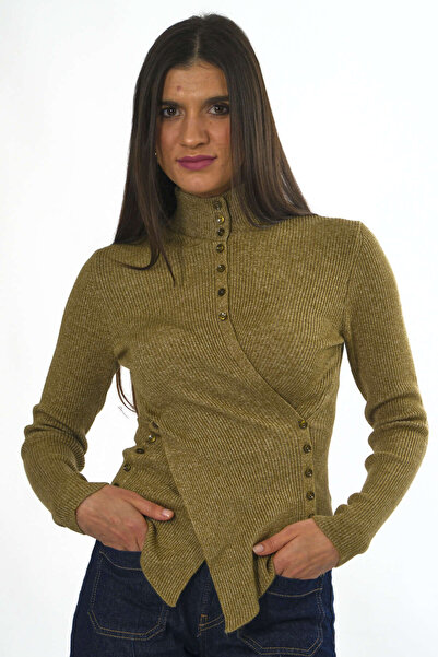 ABBRA Pulover de damă cu nasturi în talie